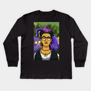 Fricka - Frida Kahlo and Rick tribute Kids Long Sleeve T-Shirt